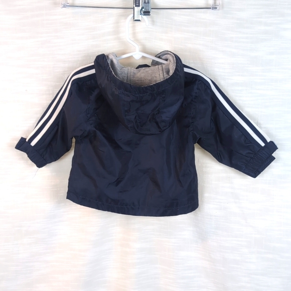 Vintage Oshkosh 12M Navy Blue Full Zip Windbreaker Hooded Track Jacket Lined - Picture 3 of 6